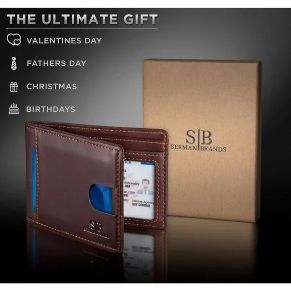 Men's Chocolate Genuine Premium Vegan Leather Front 2 Pocket Wallets Stylish